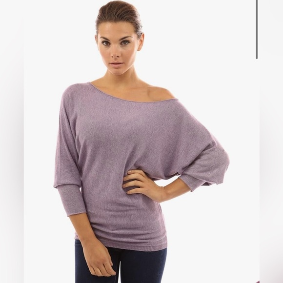 EUC PattyBoutik Women’s One Shoulder Batwing Sweater Knit Top - Picture 1 of 6
